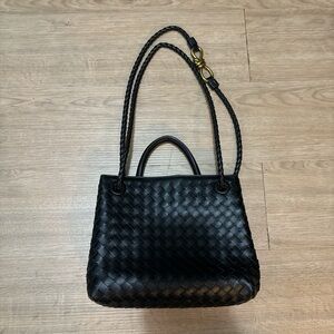 Chic Black Woven Shoulder Bag